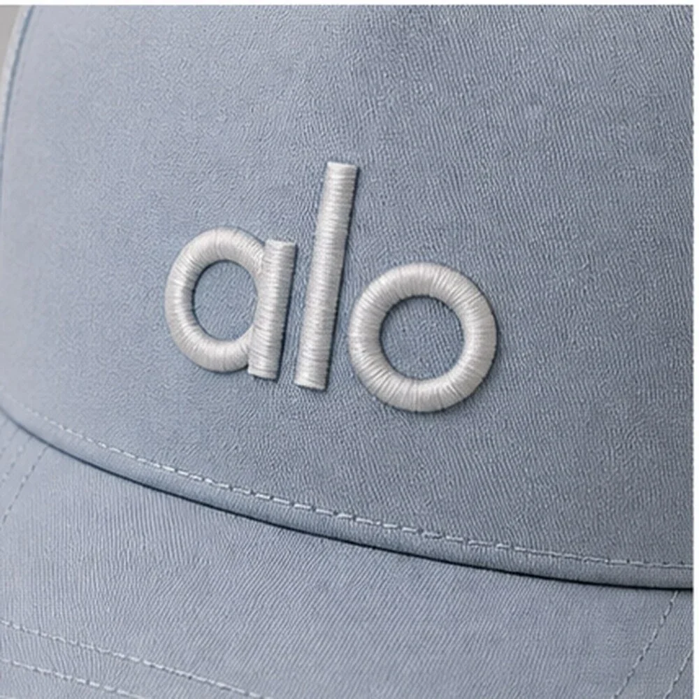ALO Yoga Mist Blue Gray Boutique Mesh Trucker Cap Hat NWT